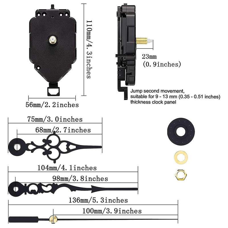 23mm Quartz Pendulum Clock Movement Mechanism with Clock Hands Kits