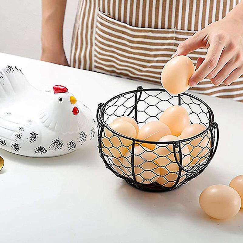 Egg Basket, Wrought Wire Restaurant Basket,kitchen Hen Decor (white)