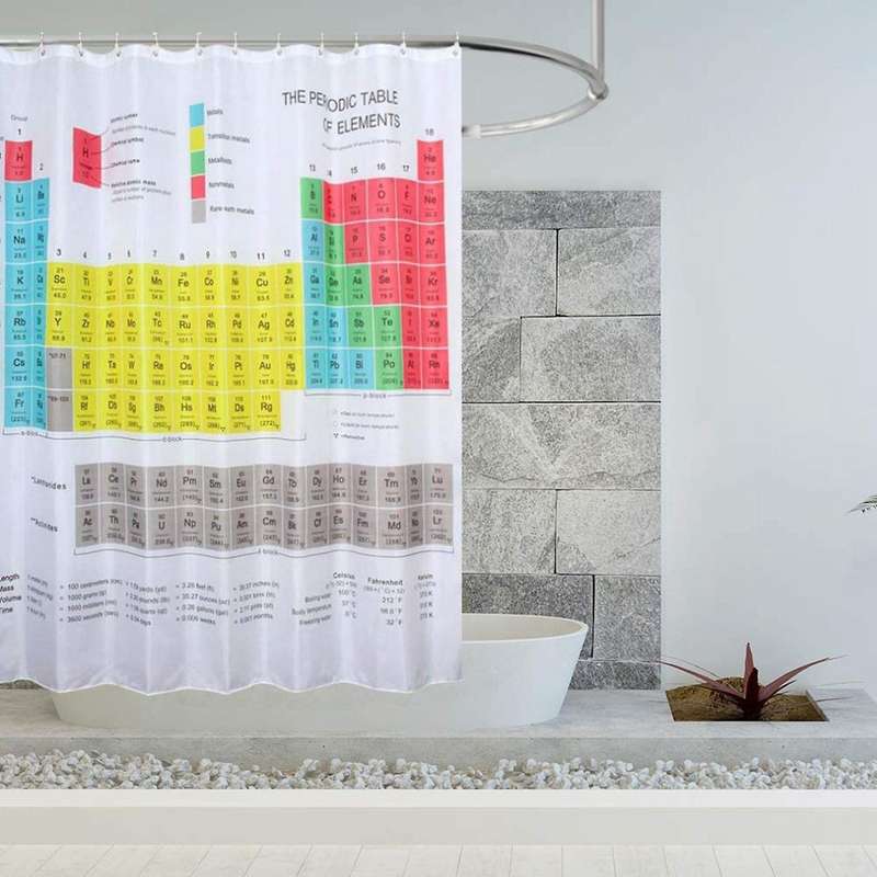 Periodic Table Of Elements Shower Curtain Waterproof Fabric Curtains