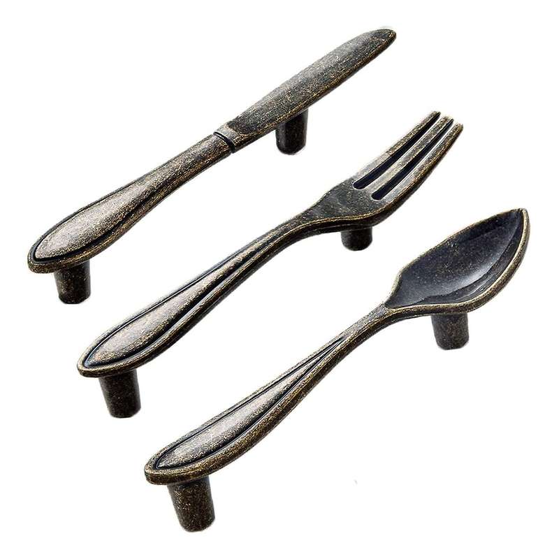 15 Pcs Spoon Fork Kitchen Cabinet Closet Drawer Pull Handles Bronze