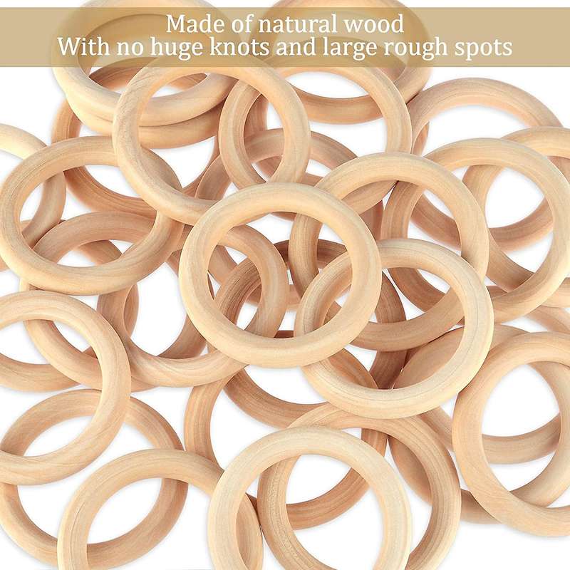 30pcs 70mm Wood Rings,for Diy Crafts, Macrame Plant Hanger,ornaments