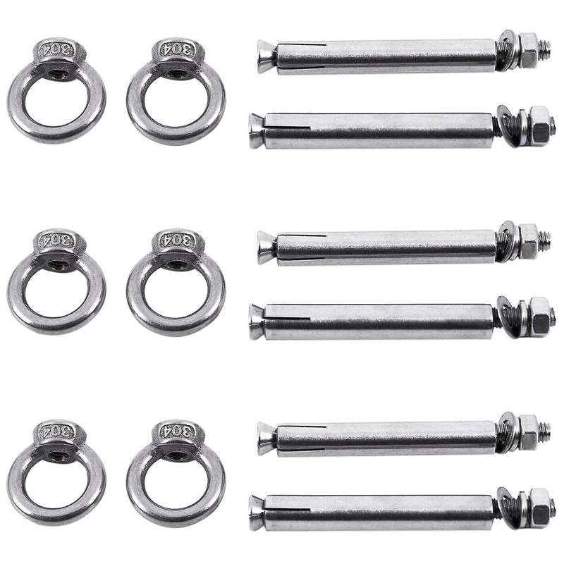 2pcs Stainless Steel Raw Style Shield Anchor Eye Bolts M6 X 82mm