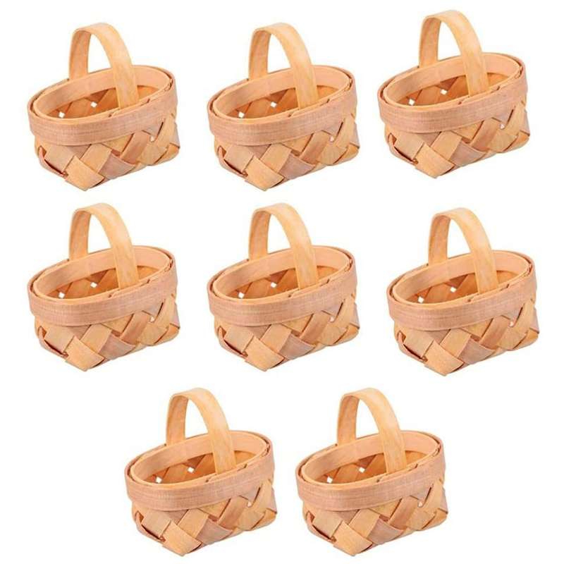 8pcs Mini Woven Baskets with Handles for Party Favors Crafts
