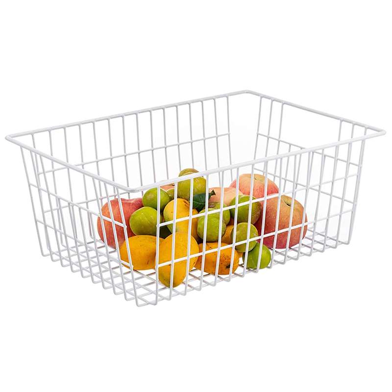 2 Pack Wire Storage Baskets, Farmhouse Metal Wire Basket (white)