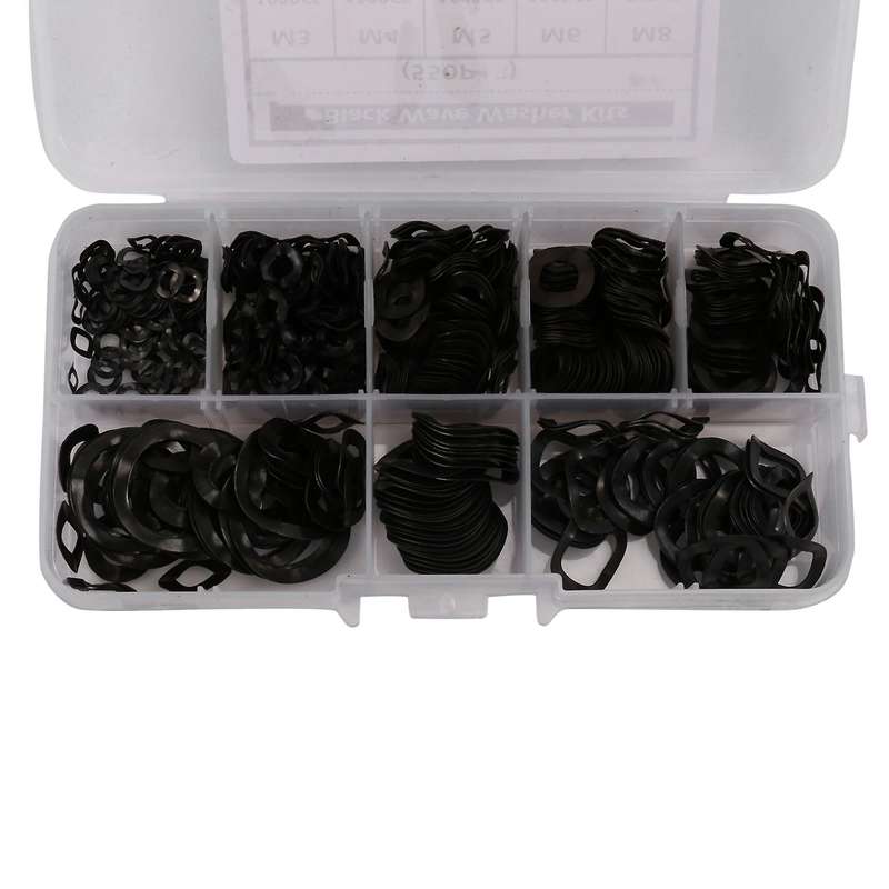 Black Steel Ring Washers 65mn Kits-m3 M4 M5 M6 M8 M10 M12 M16 550 Pcs