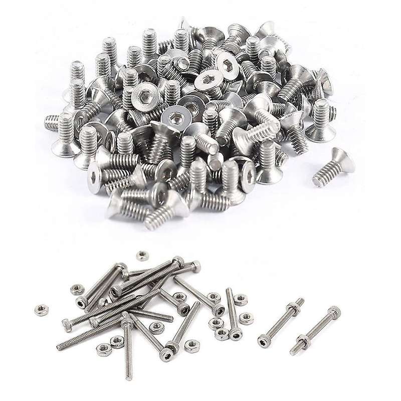 M2 X 20mm Long Hex Socket Knurled Cap Screws Bolts Nuts Set 20pcs