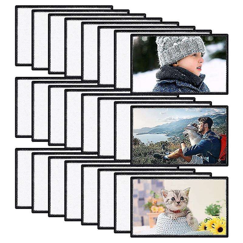 24 Pcs Sublimation Patch Blanks Fabric Iron-on Patches,black Frame