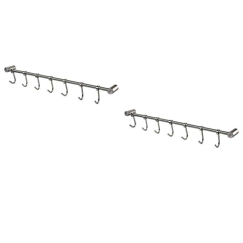 Kitchen Rail Rack Hanging Rack Stainless Steel 7 Sliding Hooks