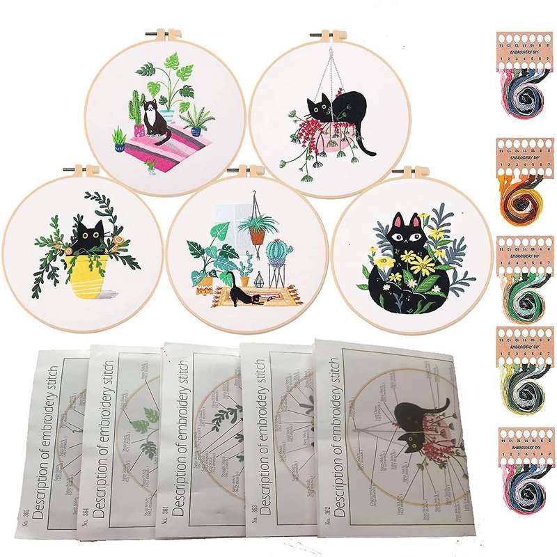 Hand Embroidery Kit for Beginners, 30 Pack Cross Stitch Kits