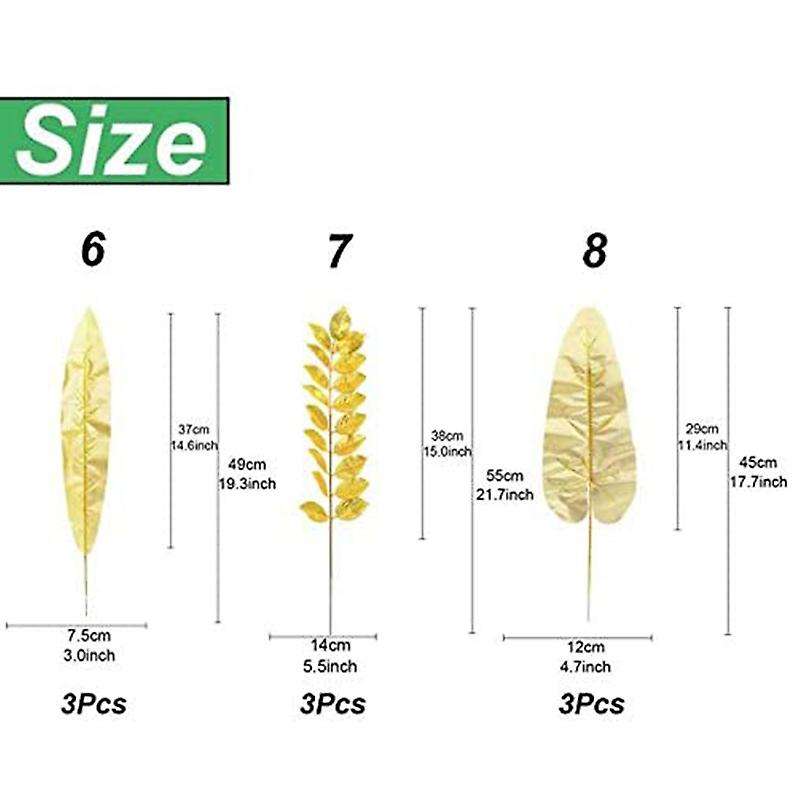 24pcs Artificial Leaves Gold Palm Leaves Tropical Plants Palm Leaves