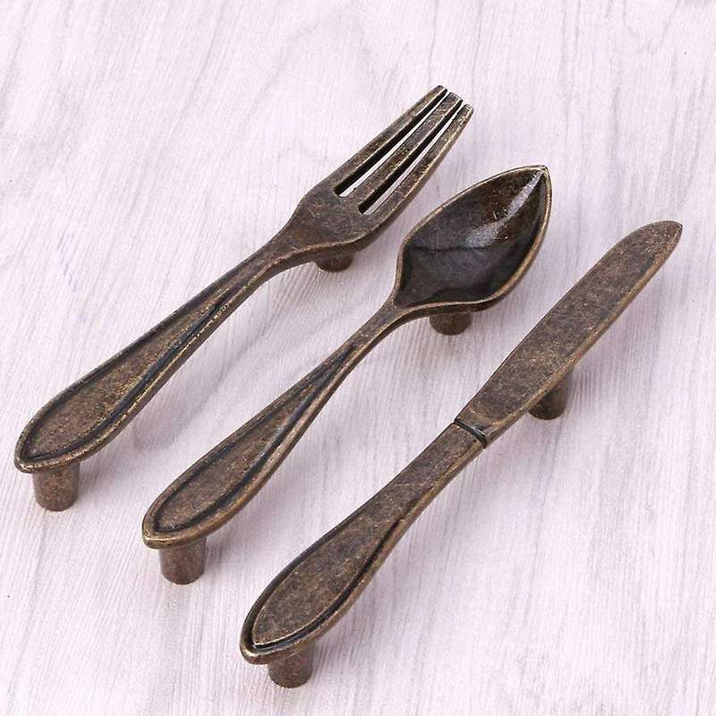 15 Pcs Spoon Fork Kitchen Cabinet Closet Drawer Pull Handles Bronze