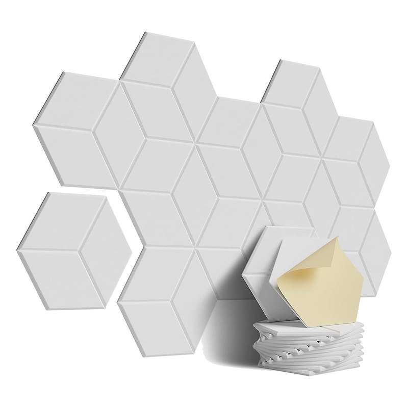12 Pack Acoustic Foam,self-adhesive Sound Proof Panels(white)