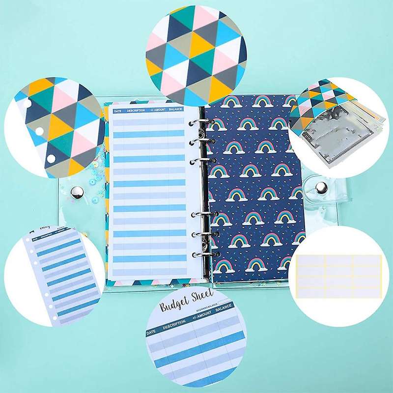 24 Pieces Budget Envelopes A6 Binder Pockets for Cash Envelope System