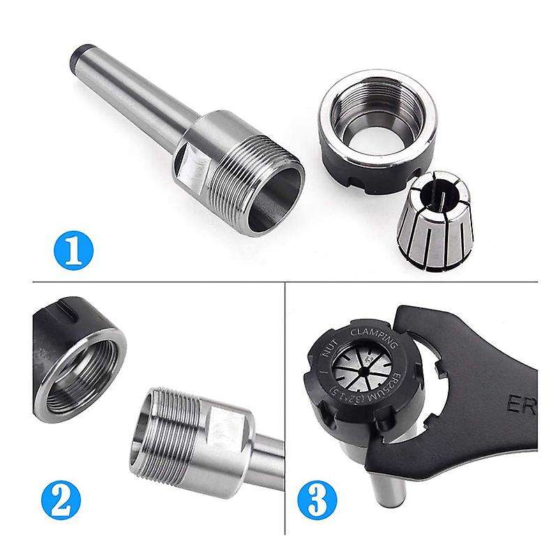Er25 Collet Set Chuck with Mt2 Er25 M10 Motor Extension Rod