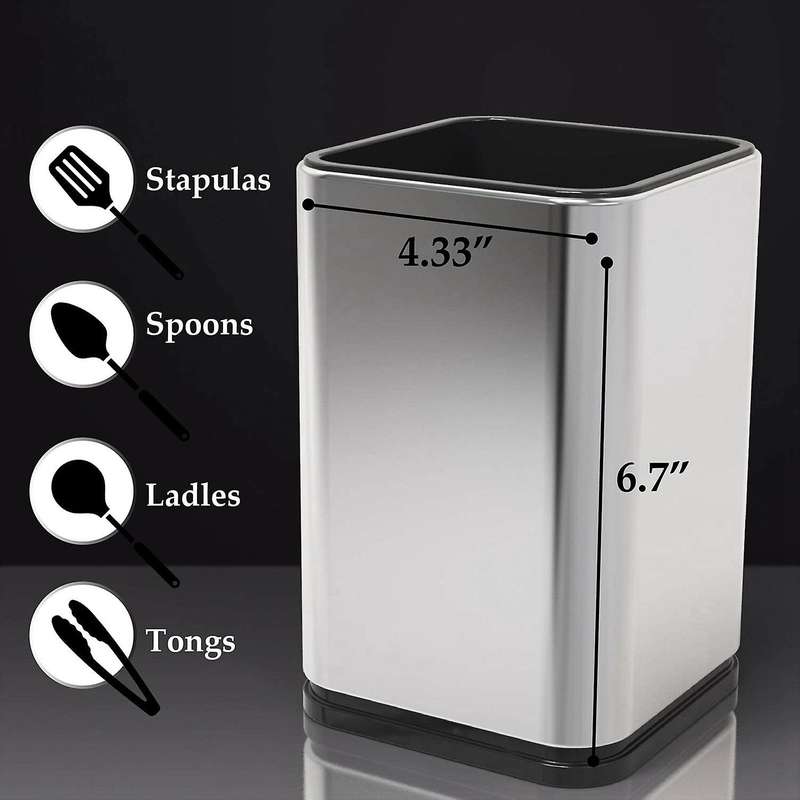 Stainless Steel Kitchen Utensil Holder, Modern Rectangular ,17x11cm