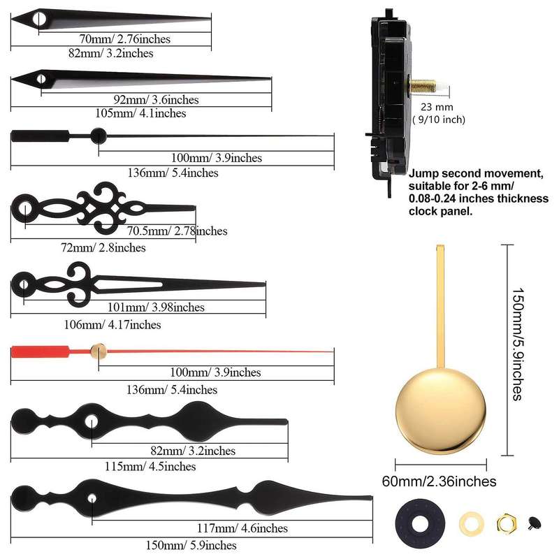 Quartz Pendulum Clock Movement Mechanism Diy Kit with 3 Pairs Hands