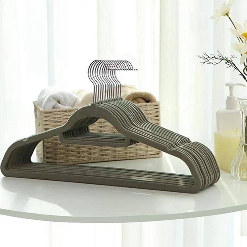 20 Pack Non-slip Velvet Flocking Hangers with Swivel Hook,38cm