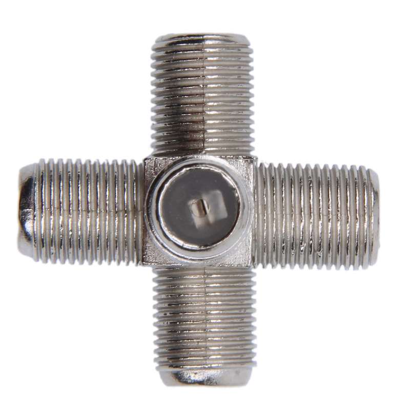 4-way F-type Coax Cable Splitter Combiner Female to 4 Female,silver