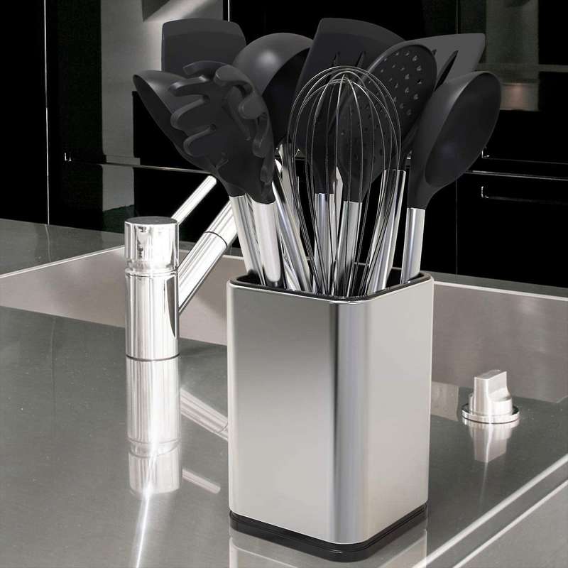 Stainless Steel Kitchen Utensil Holder, Modern Rectangular ,17x11cm