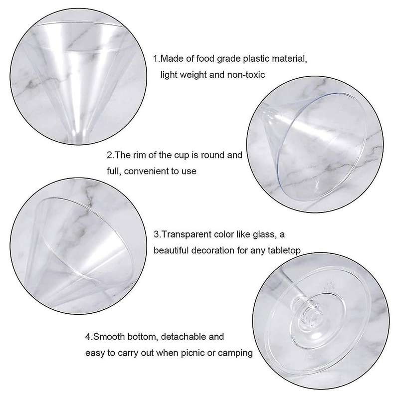 Plastic Martini Glasses, for Cocktail Champagne Flutes Dessert