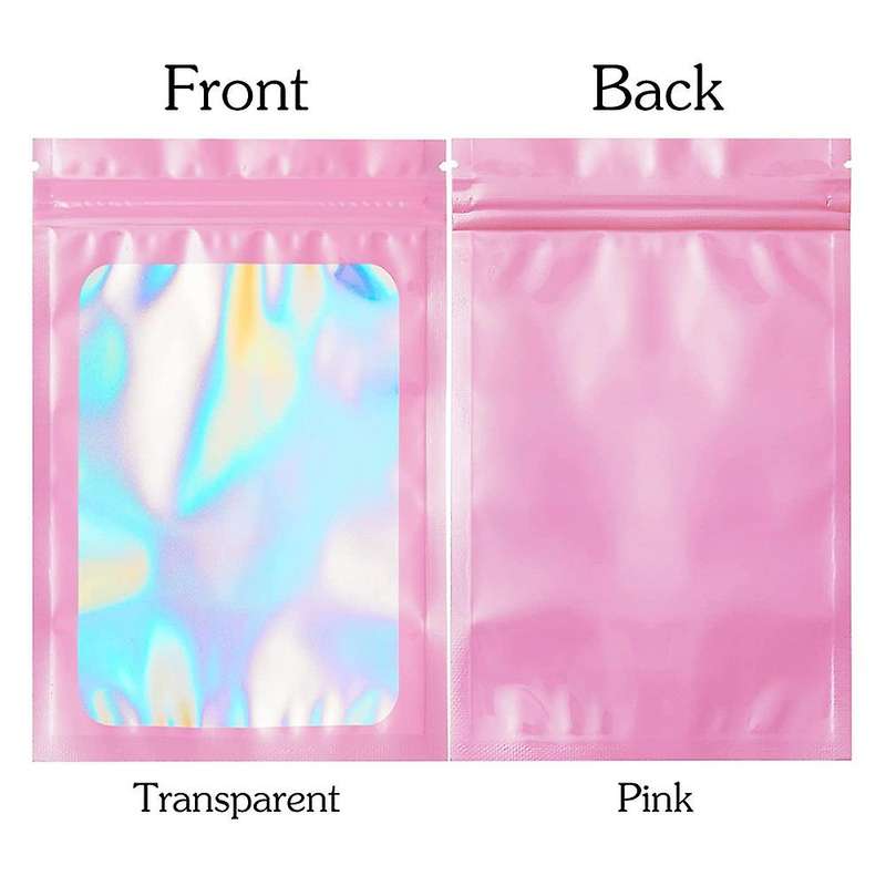 200 Pcs Smell Proof Mylar Bags Holographic Packaging Bags, Resealable