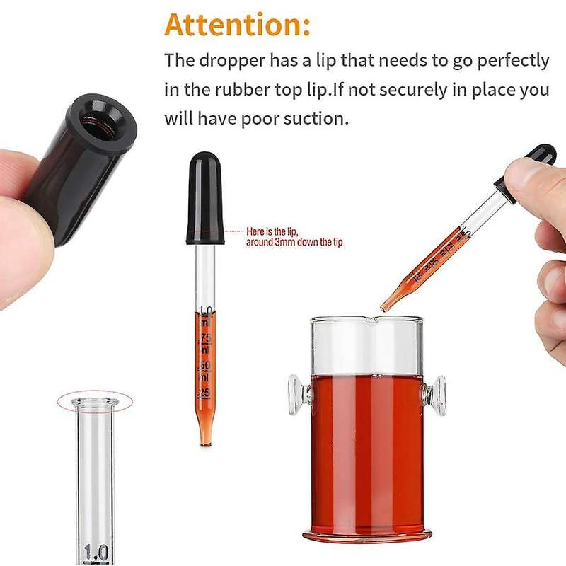 20pcs 1ml Glass Liquid Droppers, Eye Dropper Pipettes with Black