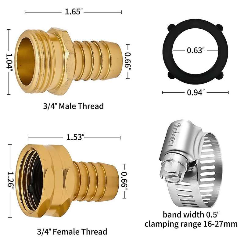 Aluminium Water Hose Repair Kit Hose Connectors with Clamps for Hose