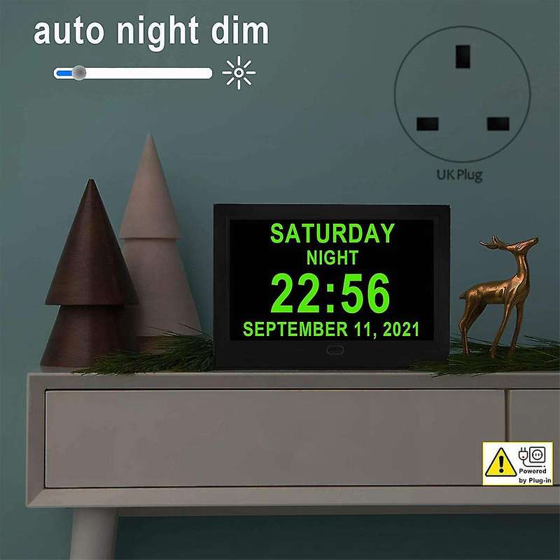 Dementia ,calendar Clock with Large Digits, with Photo Frame,uk Plug