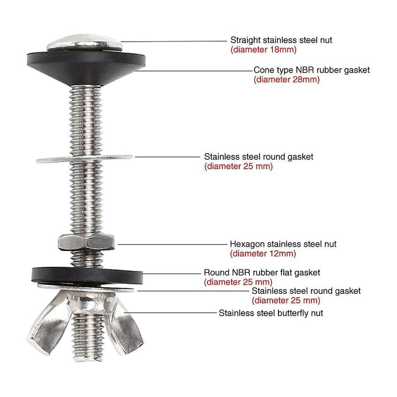 2pack Toilet Tank to Bowl Bolt Kits Cistern Bolts Kit,stainless Steel