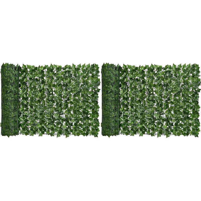 118x19.6in Artificial Hedges Fence Vine Leaf Decoration for Garden