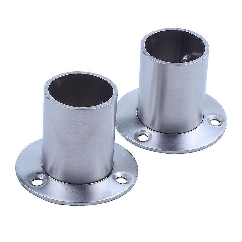 Wardrobe 25mm Tube Stainless Steel Rail Rod End Support Bracket 2pcs