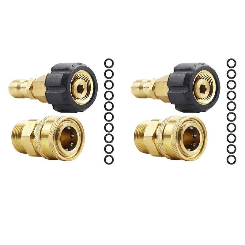 2x Pressure Washer Adapter Set, M22-14 Swivel + 3/8 Inch Plug