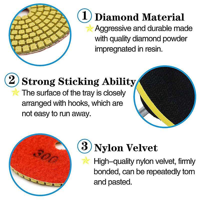12pcs 3 Inch Diamond Polishing Pads Set for Granite Stone Marble