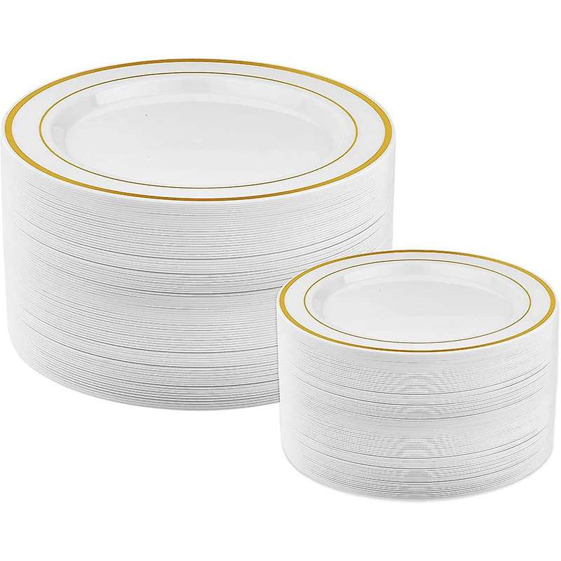 25 Dinner Plates and 25 Salad Plates Disposable Plates for Party