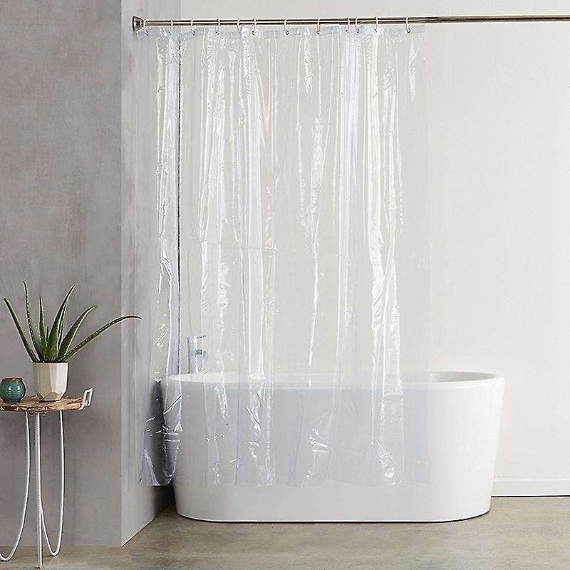 180x180cm Peva Waterproof Shower Curtain Transparent White with Hooks