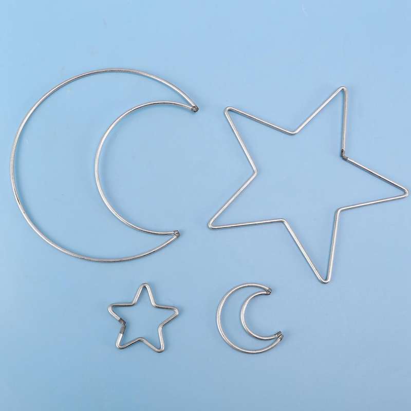 Moon Star Dream Catcher Metal Hoop Rings Circle Macrame for Diy Craft