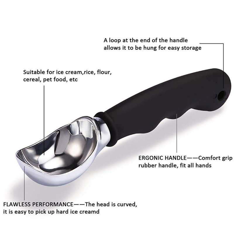 Premium Ice Cream Scoop, Dishwasher Safe Scooper Black
