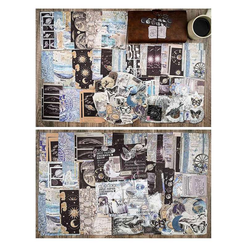 200 Pieces Vintage Ephemera Bundle Junk Journal Kit, A