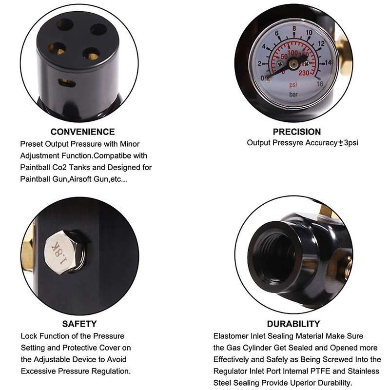 Regulator Mini Co2 Regulator for Pneumatic Tools Including Nailers