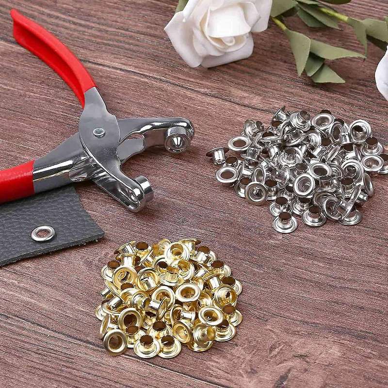401pcs 1/4inch 6mm Grommet Eyelet Pliers Kit, with 400 Metal Eyelets