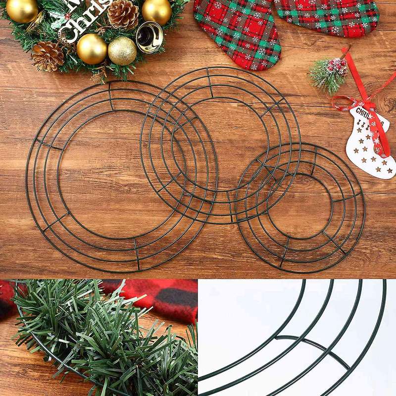 6 Pieces Dark Green Wire Wreath Rings Wire Wreath Frame