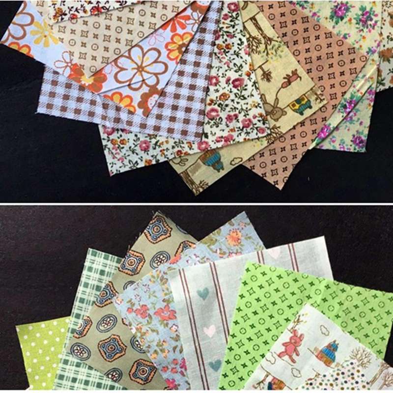 2x Diy Quilting Patch 60pcs 10cmx10cm Cotton Fabric Patchwork Cloth
