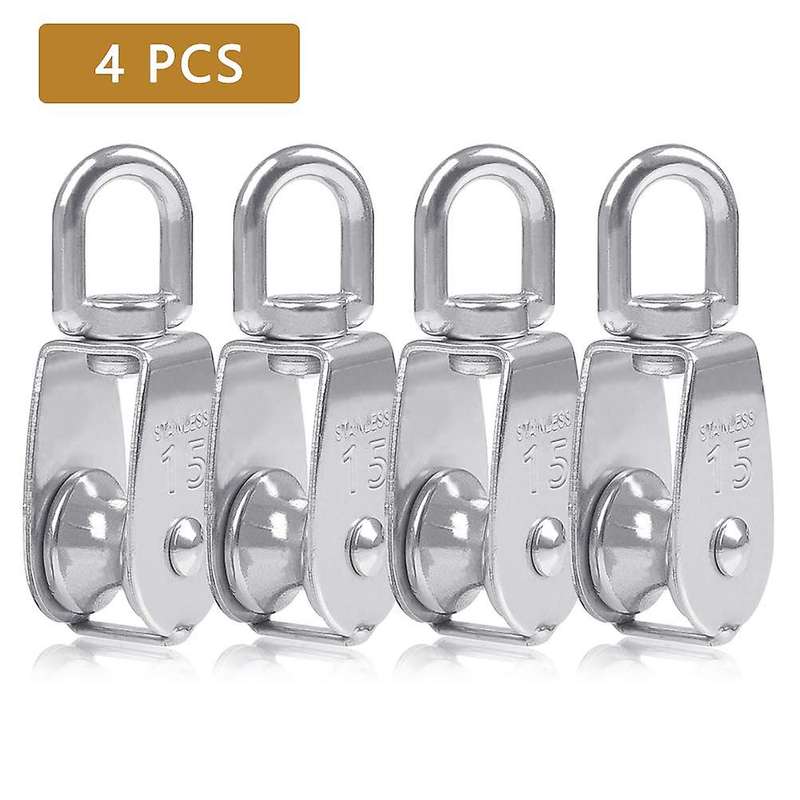 4pcs Single Pulley Block M15 Stainless Steel Small Pulley Roller