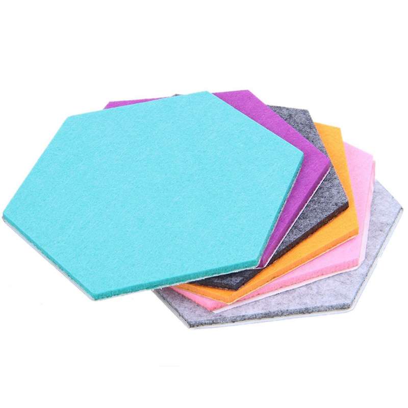 6 Pack Hexagon Felt Pin Board Colorful Foam Wall Decorative Tiles