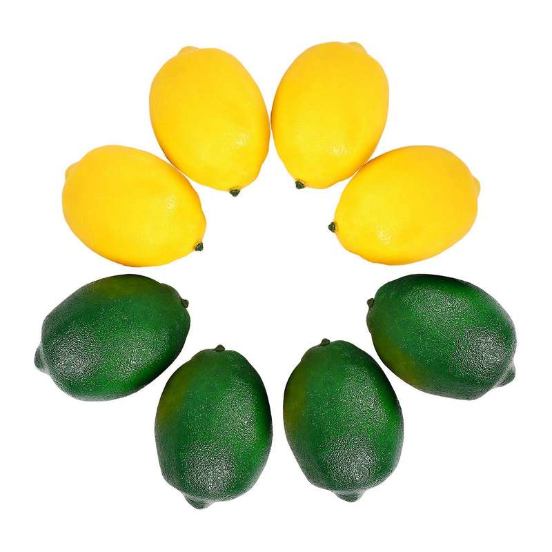 8 Pack Artificial Fake Lemons Limes Fruit , Yellow and Green