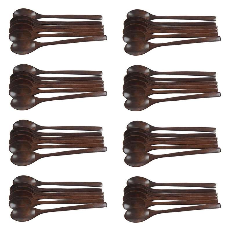 Wooden Spoons, 48 Pieces Wood Soup Spoons for Eating Mixing Stirring