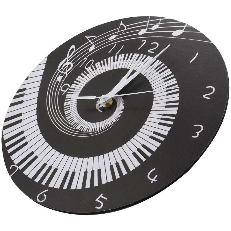 2x Piano Key Clock Music Notes without Battery Black + White Acrylic