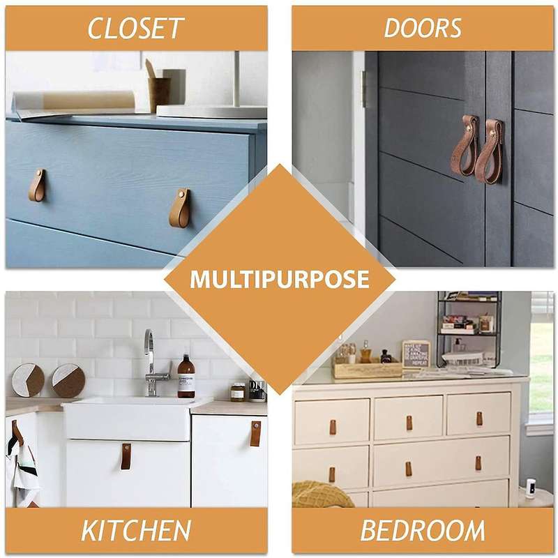 Leather Drawer Pulls 8 Pcs Knobs Pure Leather Handles for Drawers