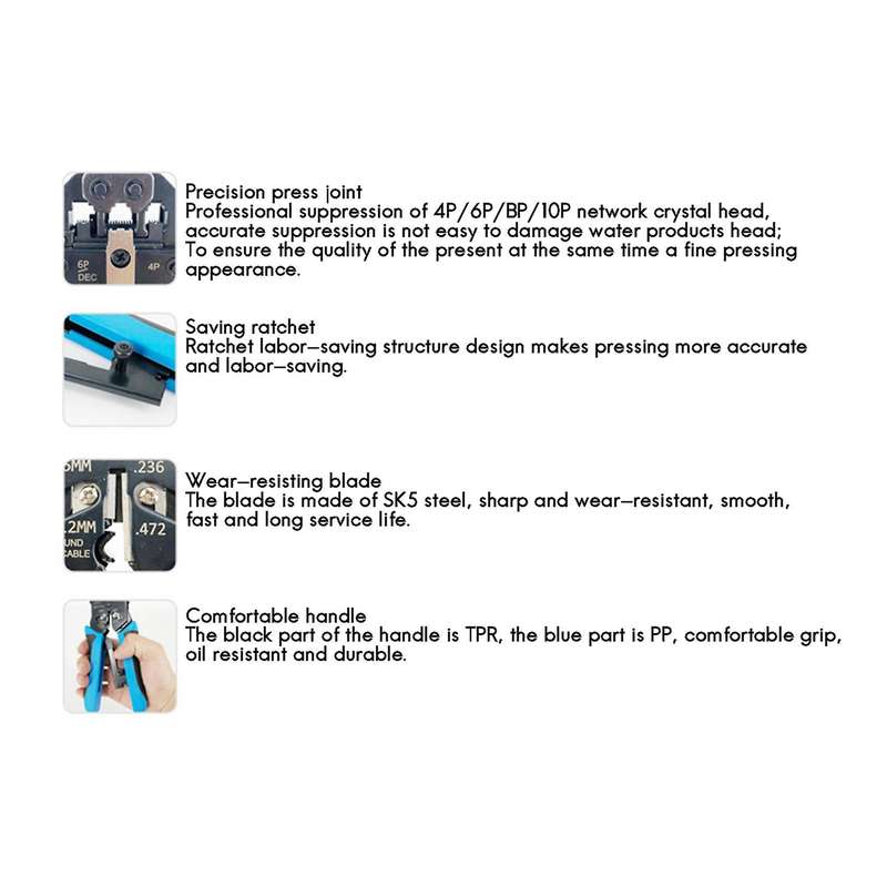 Rj45 Network Crimper 10p 8p 6p 4p Crimping Tools Stripper