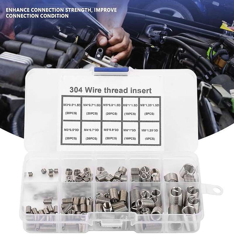 150pcs M3 M4 M5 M6 M8 Stainless Steel Heli Coil Thread Repair Insert